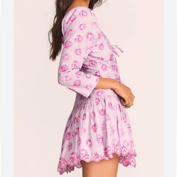 LOVESHACKFANCY Debra Mini Dress Lilac Fusion Size 0 NWT - Picture 6 of 6